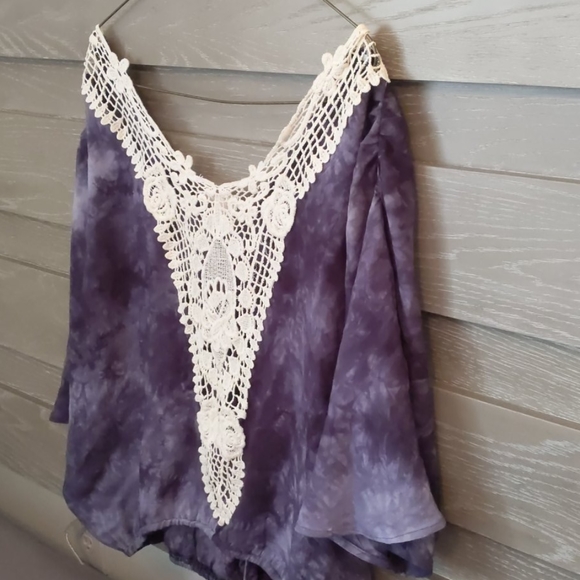 Blue Tie Dye Detailed Lace Blouse - Picture 7 of 8